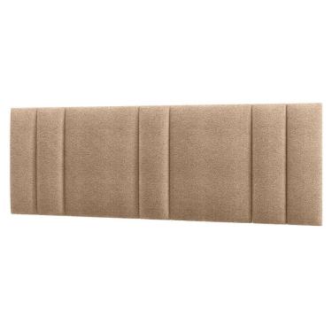 Imagem de Cabeceira Estofada Cama Casal King Size Com Led Moderna 200 Cm Cor:buclé Bege