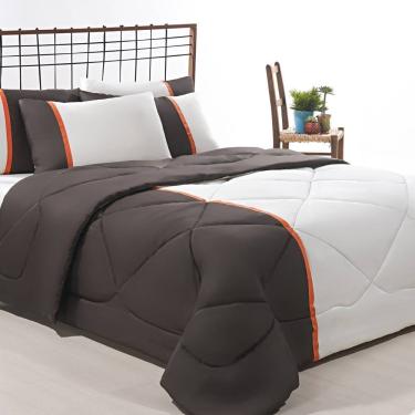 Imagem de Enxoval Edredom + Jogo De Cama Queen Aconchego Premium 06 Peças Marrom- Palha