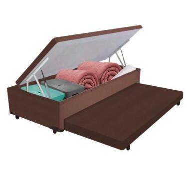Imagem de Bicama Box Baú com Cama Auxiliar Solteiro 88x188x44 - V-Store, Marrom