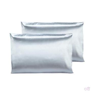 Imagem de Kit 02 Fronhas De Cetim Antifrizz 50X70 Cabelo Cinza - Autoestima Home