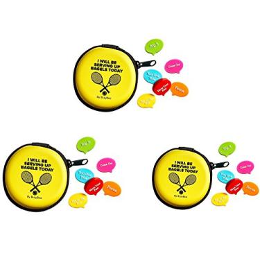 Imagem de Amortecedor de vibração de tênis em embalagem de presente engraçada com zíper (pacote com 6). Melhor amortecedor para sua raquete e cordas, Mottos Pack of 3