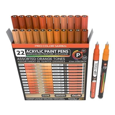 Imagem de Canetas de tinta acrílica, 22 tons de laranja, sortidas, cores profissionais, conjunto de marcadores 0,7 mm, ponta extrafina para pintura rupestre, vidro, canecas, madeira, metal, tela, projetos, não