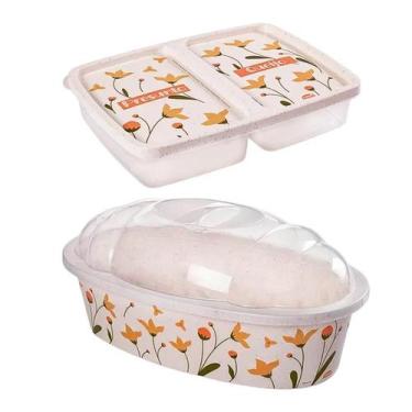 Imagem de Porta pão e porta presunto e queijo Plasútil FLORES