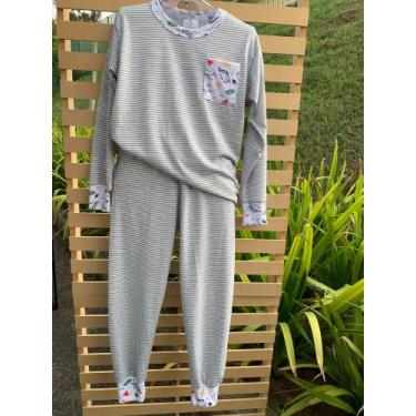 Imagem de Pijama infantil dinossauro - Dopajama, Mesclado cinza com detalhe dino