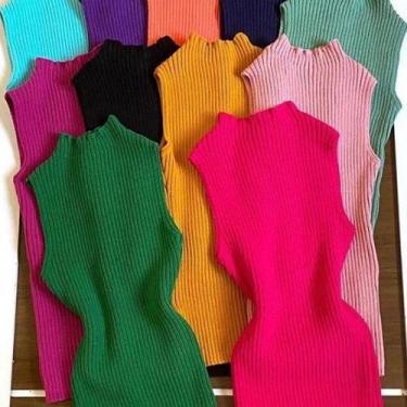 Imagem de Blusa trico gola alta cavada garrafinha  feminina - Filó Modas, G, Tel