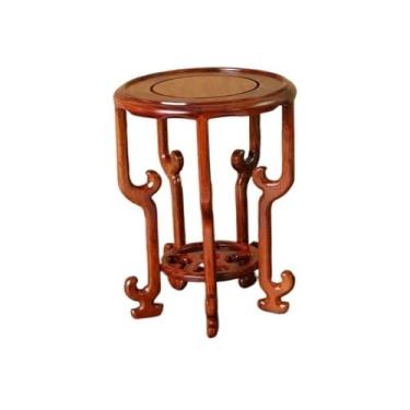 Imagem de Expositores de Bonsai Base circular esculpida para bonsai, suporte de exposição em madeira com galhos ácidos para vaso, bule para aquário Base de ornamento