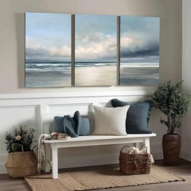Imagem de Kit 3 Quadros Decorativos Canvas, Mar, 60x90cm, Arte Para Quarto, Sala, Corredor