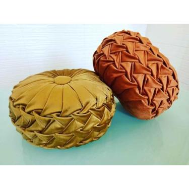 Imagem de Almofada Capitonê Suede Ouro Velho e/ou Terracota (unidade) - BelaNina