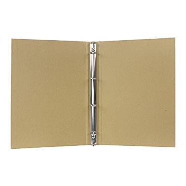 Imagem de RUIXIB Papel Kraft A4 em branco, capa dura, 4 furos, protetor de fichário redondo para caderno, diário, material de papelaria de escritório, material de papelaria de folhas soltas, pasta de arquivo,