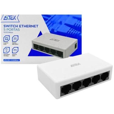Imagem de Switch Gigabit-Ethernet 1000Mbps 5 Portas RJ45Conexão Até 100 Metros -