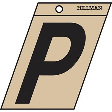 Imagem de Hillman 839430 Sinal autoadesivo com corte angular letra P 8,3 cm, dourado e preto Mylar, 9 x 7 cm, 1 placa