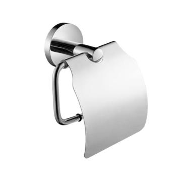 Imagem de Conjunto de espelho cromado para banheiro - Toalheiro, porta-lenços, prateleira de vidro com saboneteira - Acessórios modernos de 6 peças, porta-papel coberto