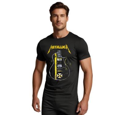 Imagem de Camiseta Metallica Guitarra Camisa Estampada Banda Rock Básica Unissex
