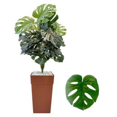 Imagem de Planta Costela De Adão Artificial Com Vaso Cores Pedra - Flor Imp