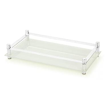 Imagem de Bandeja Multiuso 16X30cm F. Collection Vidro e Alumínio Cor:Branco