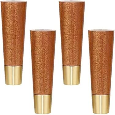 Imagem de Conjunto De 4 Pernas De Móveis De Madeira Maciça, Perna De Sofá De Madeira De Borracha Cônica, Pernas De Mesa De Café, Pernas De Banco, Pés De Substituição D, Walnut, 18cm