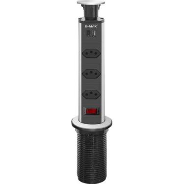 Imagem de Torre De Tomadas Multiplug com 3 tomadas Usb + Usb C de Embutir Mesa B