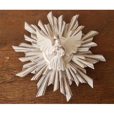 Imagem de Divino Espírito Santo em Madeira, 35 x 35 cm, Raios Duplos, Arte Sacra