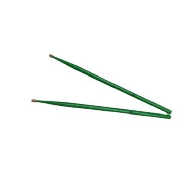 Imagem de MERIGLARE Conjunto de 2 baquetas de madeira portáteis antiderrapantes, leves e profissionais para exercícios de percussão acústica para iniciantes, 5a Verde