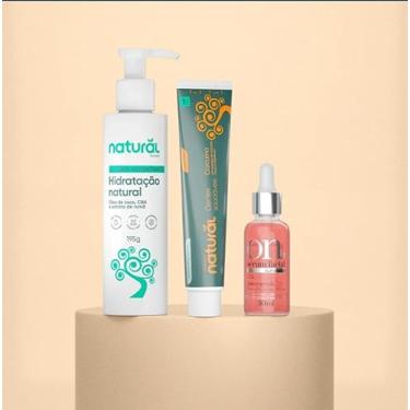 Imagem de Kit Ritual Hidratação Natural - 1 Loção Hidratante Vegana, 1 Creme Dental de Cúrcuma e 1 Sérum Facial Iluminador - Nutrição, Proteção e Bem-Estar Diário - 3 itens - Orgânico Natural