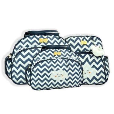 Imagem de Kit Sacola Maternidade Bolsa Viagem Bebê Mave Baby Luxo, Marinho