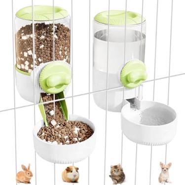 Imagem de Dispensador automático de água para gatos de 0,9 L, alimentador automático de gravidade de 1,3 L, conjunto de dispensador de comida e água para cães e gatos para gatinhos, coelhinhos