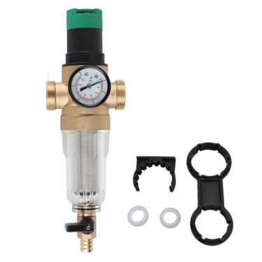 Imagem de Filtro de aço inoxidável de bronze regulador de pressão da água Filtro de aço inoxidável com medidor de 3/4 de polegada ajuste de pressão precisa para o de água em casa do RV