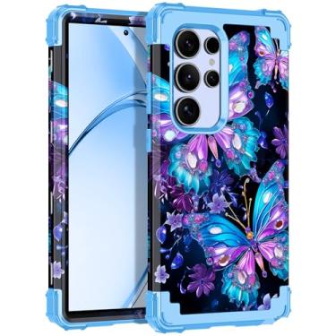 Imagem de Rancase Capa para Galaxy S24 Ultra, proteção resistente à prova de choque de três camadas de plástico rígido + capa protetora de borracha de silicone macio para Samsung Galaxy S24 Ultra 5G, brilha no