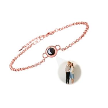 Imagem de Toodoumama Pulseira personalizada com imagem dentro, pulseira de foto personalizada para mulheres para homens, mãe, namorada, pulseiras de elos de projeção para Dia dos Namorados, aniversário, Natal