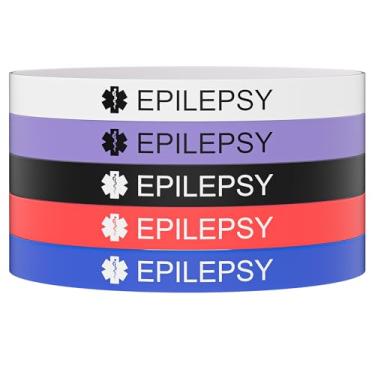 Imagem de Pulseira de alerta médico 5 peças para homens e mulheres, pulseira de silicone com identificação de alerta médico para diabéticos D.N.R marcapasso epilepsia, 8in, Silicone, Sem Pedra Preciosa