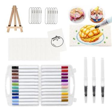 Imagem de Xikelooy Tinta mágica inchada, esponja de lona mágica de desenho 3D com 24 pincéis de água, canetas de desenho de bolhas DIY para pintura acrílica