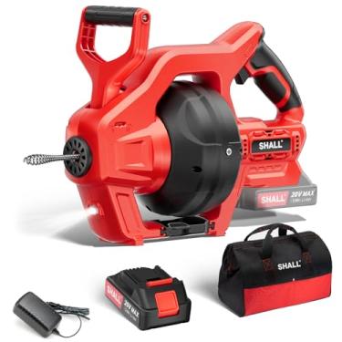 Imagem de SHALL Trado De Drenagem Sem Fio 20 V Com Cobra Encanamento 25 Pés, Removedor Elétrico Pelos Bateria 2,0 Ah E Carregador Rápido, Chuveiro Para Canos Esgoto 3/4'' A 2'', Pia, Vaso Sanitário Banheiro