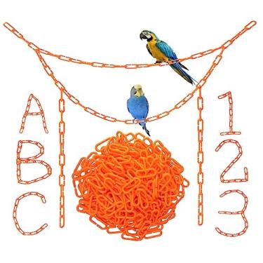 Imagem de Hyamass 200 peças laranja C-Clipes correntes ganchos de corrente de plástico C-Links brinquedo de aprendizagem infantil planador de açúcar para periquitos, pequeno animal de estimação, rato, papagaio,