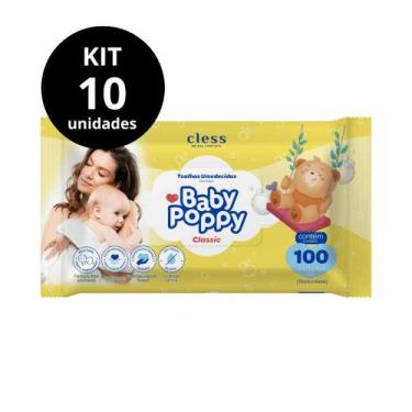 Imagem de Kit Lenço Umedecido Baby Poppy Classic 1000 lenços (10x100)