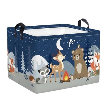 Imagem de HUUMONSS Cesto de roupa suja dobrável para acampamento noturno cesta de armazenamento infantil grande meninos meninas caixa de presente para quarto ao ar livre, urso, 36L