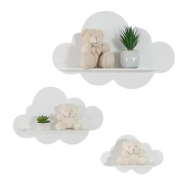 Imagem de Trio De Nichos Modelo Nuvem Em MDF Para Quarto De Bebê 3 Peças (Branco)