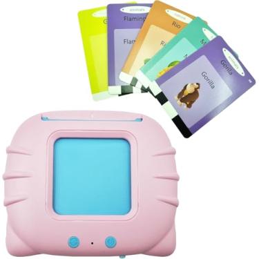 Imagem de Brinquedo Educativo Infantil Montessori Leitor de Cartões Flash em Português e Inglês 112 Cartões 224 Palavras (ROSA)