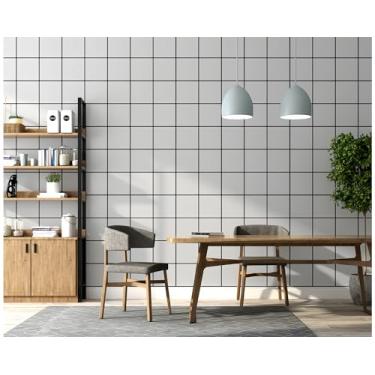 Imagem de Papel de parede moderno simples geométrico quadrado PVC não autoadesivo sala de estar quarto escritório loja fundo papel de parede cinza claro 53 * 950 cm