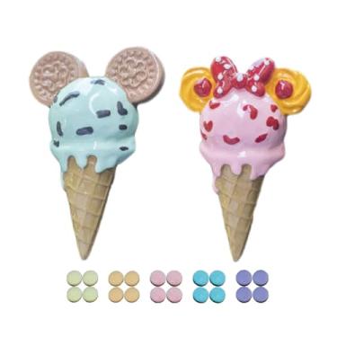 Imagem de LXQTAO Aromatizador de ar para carro, clipe de fragrância moderno para ventilação de ar condicionado para carro (sorvete Mickey rosa + sorvete Matcha, aroma floral composto + lavanda + limão + pêssego