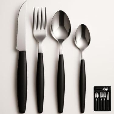 Imagem de Jogo de Talhares Faqueiro Inox 25pçs com Suporte Gaveteiro Restaurante Completo Moderno Faca Colher Garfo