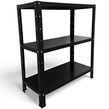Imagem de Prateleira Estante Armário Aço 3 Bandejas 60cm Preto Romero