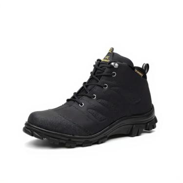 Imagem de Bota Coturno Masculina Cano Médio - Couro Sintético Impermeável - Sola Antiderrapante - Botas Masculinas de Trabalho e Segurança - Nº 37 ao 44 (Preto, BR, Adulto, Numérico, G, 41)