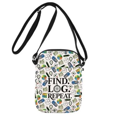 Imagem de JNIAP Geocaching Bolsa tiracolo Geocache Lovers Gift Geocacher Gift Find Log Repeat Treasure Hunting Shoulder Bag, Find Log Cb