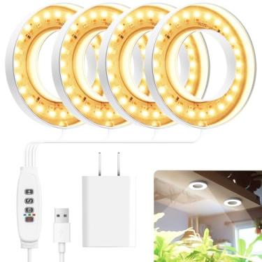 Imagem de Mosthink Luzes de cultivo de teto para plantas de interior, 192 LEDs de espectro completo, lâmpada de cultivo sob armário com temporizador automático, 10 níveis reguláveis, 3 modos com tampa