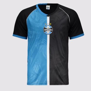 Imagem de Camisa Grêmio Patter Preta e Azul - Natural Cotton, GG