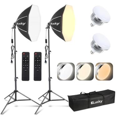Imagem de Kit de iluminação Softbox de 50,8 cm | Lâmpadas LED reguláveis 3000-6500K 85W, controle remoto, tripé de 160 cm | Gravação de estúdio, retrato e vídeo