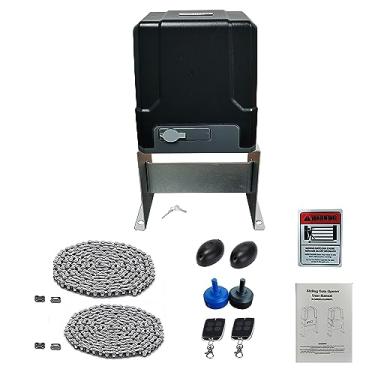 Imagem de GATEXPERT Kit de abridor de portão deslizante automático rápido DC Kit de hardware de operador de porta de segurança com dois controles remotos sensor infravermelho para portões deslizantes de até 500