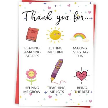 Imagem de Zyulin Lovely Thank You Teacher Card, Great Teacher Appreciation Gift Card from Students, Thank You for Helping Me Grow, presente de fim de período