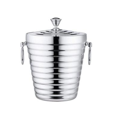 Imagem de Balde de gelo para festas Balde de gelo de aço inoxidável 304 portátil parede dupla com tampa hotel vinho champanhe uísque bebida cerveja festa ferramenta doméstica recipiente de gelo balde de vinho