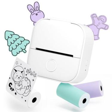Imagem de Impressora de adesivos Memoqueen Mini T02 portátil com 3 rolos de pape